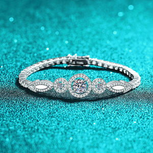 Silver <b>Rose</b> Gold Moissanite Tennis Bracelet Brilliant Cut Channel Setting Geometric Design Trendy Unisex GRA Certified Party - Product Image 1