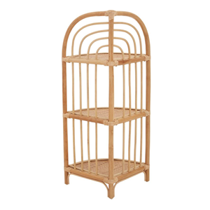 Wholesale Natural Rattan <b>Corner</b> Shelf Eco-Friendly Woven Standing Minimalist Home Office Bookcase <b>Cabinet</b> Storage Organizer Home - Product Image 3