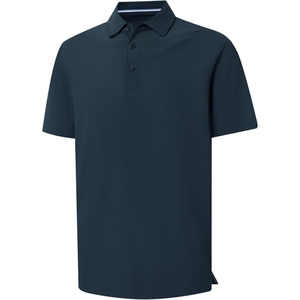 Polo pour homme bleu marine à col boutonné, ourlet fendu, manches courtes, décontracté, business, golf, respirant - Product Image 1