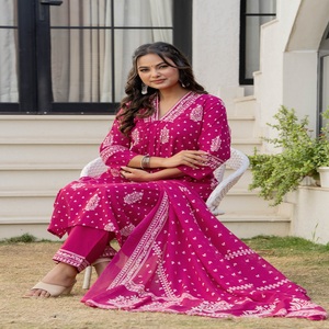 Indian Style <b>Women</b> Pink <b>Kurta</b> Set with Dupatta – Casual & Party Wear - Product Image 1
