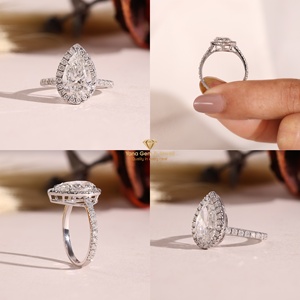 แหวนทรงลูกแพร์สำหรับการขอแต่งงานที่สมบูรณ์แบบ ทองคำแท้ 14K ความใส VVS2 สี F เพชร CVD ผลิตในห้องปฏิบัติการ น้ำหนัก 3.00 กะรัต รับรองโดย IGI - Product Image 5
