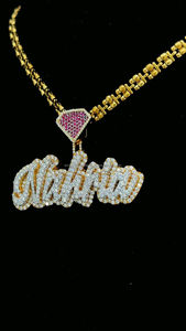 ฮิปฮอปผ่านเพชรน้ำแข็งออกประกันเพชรจี้ชื่อที่กำหนดเอง VVS Moissanite ตัวอักษรสองโทนสีทองและเงินของขวัญเครื่องประดับ - Product Image 6