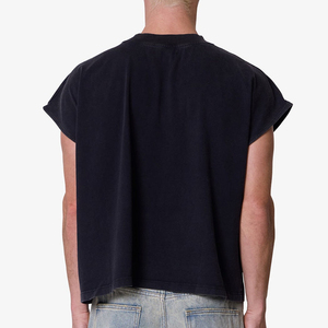 เสื้อยืดผู้ชายแบบกำหนดเองได้ ประดับด้วยเพชรเทียม ผ้าฝ้าย พิมพ์ลายแบบซับลิเมชั่น ทรงบ็อกซี่ ตัดสั้น แขนกุด ลายกราฟิก - Product Image 2