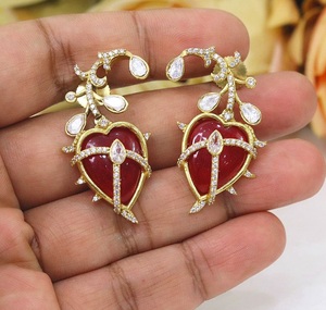 Adorables Pendientes de Gota Kundan de Moissanita Chapados en Oro de Latón de Primera Calidad para Mujeres y Niñas, Ideales para Bodas, Eventos Nocturnos y Fiestas - Product Image 5