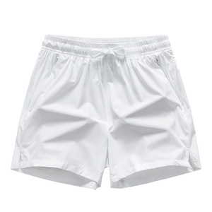 Shorts de bain pour hommes, couleur unie, séchage rapide, taille élastique, décontractés, taille mi-haute, cordon de serrage, polyester, avec poches, personnalisables - Product Image 3