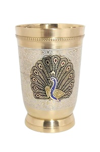 Juego de Servir de Cristal y Latón con Diseño de Pavo Real, Vajilla de Lujo Hecha a Mano - Product Image 2