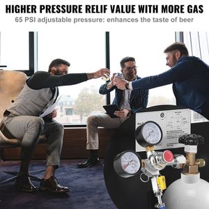 Regulador de CO2 de alta resistencia con manómetro doble de 0-60 PSI y válvula de retención de latón para cerveza. - Product Image 3