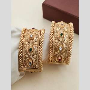 Openable Gold Plated Pota Stone Fine <b>Bangles</b> <b>Set</b> 11714357PGR_2.8 - Product Image 1