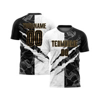 Camiseta de Fútbol Sublimada Personalizada, Negra con Bandera de EE. UU., Manga Corta, Absorbe la Humedad, Corte Regular, Unisex para Adultos, Nombre y Número del Equipo