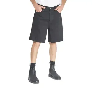 Denim Manufacturer Streetwear Custom Vintage Wash Jorts <b>Men</b> <b>Jeans</b> Shorts With Rhinestones Denim Shorts - Product Image 4