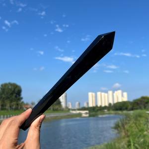 Varita de Obsidiana Negra Natural al por Mayor, 6-8 Pulgadas, Pulida, con Punta Curativa, Torre Generadora de Energía Reiki, Piedra de Meditación - Product Image 3