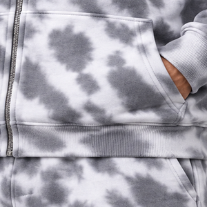 Ensemble de survêtement tie-dye avec sweat à capuche zippé et pantalon de jogging à cordon de serrage, tenue décontractée deux pièces unisexe pour les magasins de vêtements en gros - Product Image 4