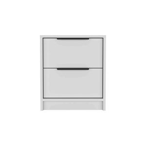 Kaia White Nightstand with Two Drawers End Table or <b>Side</b> Table Metal Handle - Product Image 2