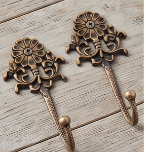 Fine Quality Antique Brass Wall <b>Hook</b> <b>With</b> Flower Design Single <b>Hook</b> For Clothing Storage Decorative Home Accent - Product Image 5