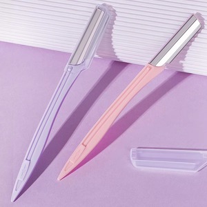 Rasoir à sourcils 2 lames en acier inoxydable, rasoirs de sécurité pour épilation, tondeuse pour le visage et le corps, pour femme, vert et blanc, design moderne - Product Image 5