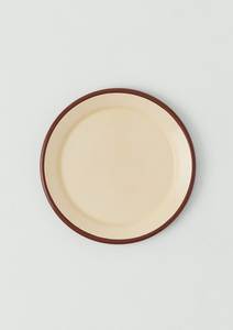 Assiette plate ronde réutilisable de qualité alimentaire, émaillée vert menthe avec bord rouge, design minimaliste, plats et assiettes personnalisables, utilisation en café - Product Image 6