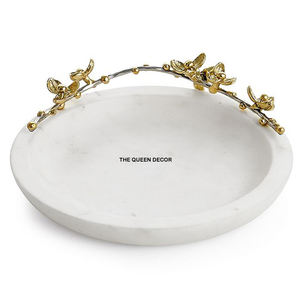 Bandeja de Servicio de Mármol Hecha a Mano de Calidad Premium con Soporte Metálico de Diseño para Hotel - Precios Asequibles - Product Image 2