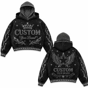 Vente en gros de sweats à capuche personnalisés avec étiquette de taille, en polaire oversize, pour collections de vêtements de détail américaines, faible MOQ - Product Image 2