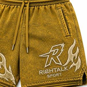 Pantalones Cortos Deportivos para Hombre, Diseño de Llama con Relieve Dorado, Cintura Elástica con Cordón, Transpirables, Peso Medio, para Verano - Product Image 4