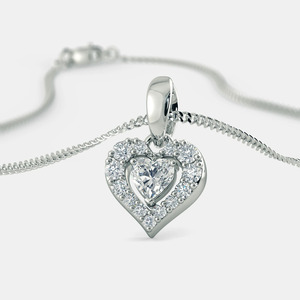 Collar con Colgante de Diamante Cultivado en Laboratorio con Halo de Corazón en Oro Blanco - Product Image 3