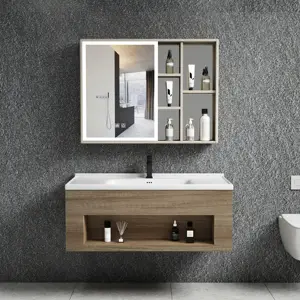 Decoration Double Sinks Bathroom Cabinet 35 Inch Mdf New Style Bathroom Glass Vanity Cabinets