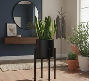 Support de plantes en métal pour sol avec bac à plantes pour salon, chambre, intérieur, extérieur, présentoir de fleurs, décoration moderne en métal - Product Image 2