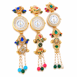 Reloj de Pulsera Rangrata RRWD169 para Mujer, Diseño Étnico de Joyería de Lujo en Oro con Kundan y Meenakari - Product Image 1