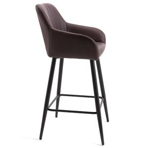 Set di 2 Sgabelli Alti da Bar in Pelle PU Marrone con Gambe in Metallo per Cucina e Bancone Bar Domestico, Sedie da Pranzo e Pub - Product Image 5