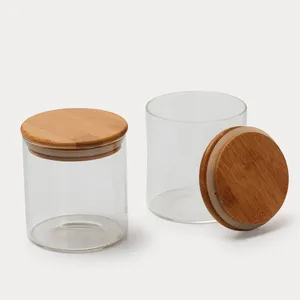 Wholesale High Quality 22mm Borosilicate <b>Glass</b> Storage <b>Jars</b> Food Storage <b>Glass</b> Tanks Airtight <b>Glass</b> <b>Jar</b> With Bamboo <b>Lid</b> - Product Image 3