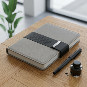 <b>A5</b> Fabric PU Leather Strap <b>Notebook</b> Multicolor Business Journal with Custom Logo for Office Meetings - Product Image 3