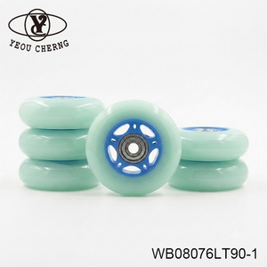 Heavy Duty PU <b>Wheels</b> 76x24mm for Carts & Display Equipment Sky Blue Color - Product Image 1