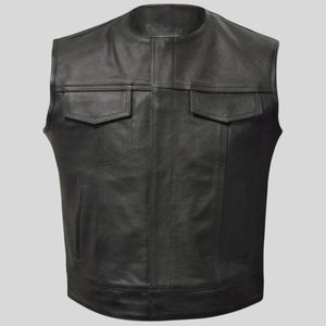 Chaleco de Motociclista Profesional para Hombre, Combinación de Cuero y Lona, Cierre de Cremallera, Transpirable, Anti-UV, Reversible, Relleno 100% Poliéster, Estilo Urbano - Product Image 3
