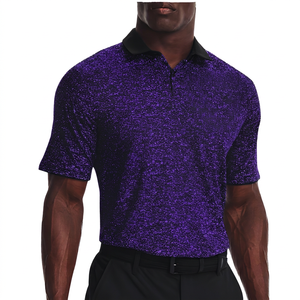 Polo de Manga Corta Negro para Hombre, Tejido Transpirable, Corte Regular Informal - Product Image 3