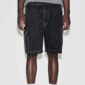 Shorts en jean décontractés pour hommes, coupe ample, couleur unie, très demandés, séchage rapide, style streetwear - Product Image 3