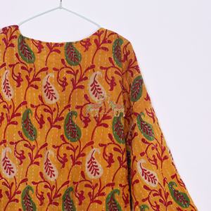 เสื้อโค้ทกิโมโนของผู้หญิงเสื้อโค้ทคอตตอนพิมพ์ลายดอกไม้ผ้าคอตตอนสไตล์วินเทจ - Product Image 2