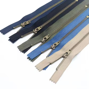 Custom Color & Size Logo Factory Manufacturer Price 3# Brass Metal <b>Zippers</b> with Close End for Coat Clothing Bags - Product Image 1