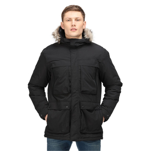 Wholesale Men's Waterproof Winter <b>Windbreaker</b> Jacket Outdoor Fur Hooded Parka Thermal Heavy Duty Windproof <b>Black</b> Cargo Parkas - Product Image 1