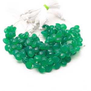 Cuentas de ónix verde natural talladas en forma de concha de 9-10 mm, cuentas de piedras preciosas talladas a mano con orificio lateral, cuentas sueltas de ónix verde para la fabricación de joyería. - Product Image 2