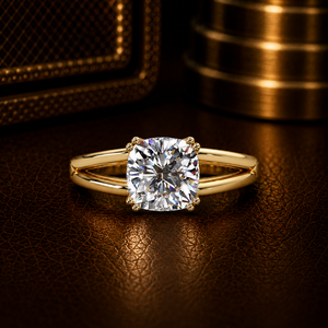 Double Prong Split Shank <b>Wedding</b> <b>Rings</b> 2.00 Ct <b>Cushion</b> Cut Lab Grown Diamond IGI Certified 14K Pure Gold Engagement <b>Rings</b> - Product Image 1
