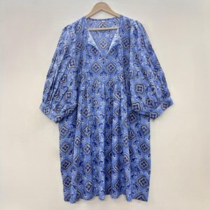 Vestido Casual Midi para Mujer, Tejido 100% Algodón, Liso, Manga Corta, Cintura Imperio, Estilo Babydoll, Cuello en V, Holgado, Funcional - Product Image 1