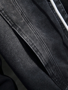 <b>Men's</b> Black Denim <b>Jacket</b> Hood Regular Fit Button <b>Fly</b> Casual Style Solid Pattern Breathable Eco-Friendly Polyester Cotton Fabric - Product Image 6