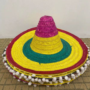 หมวกสานมือจากเวียดนาม สไตล์เม็กซิกัน สำหรับร้านขายของที่ระลึกและของฝากนักท่องเที่ยว สำหรับเทศกาลซินโก เดอ มาโย ปั่นจักรยานกลางแจ้ง - Product Image 1