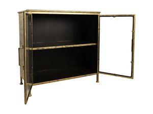 Industrial Style Antique Brass Finish <b>Metal</b> Glass Door Living Room <b>Cabinet</b> Modern 2 Door Sideboard Credenza - Product Image 4