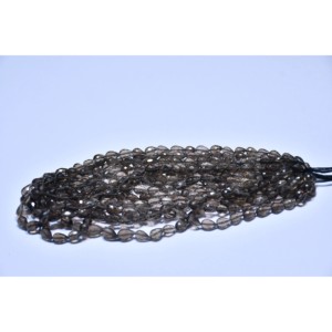 Perles en pierres précieuses naturelles en gros, perles en quartz fumé en forme de goutte de 3 mm, perles en vrac, brins de perles en pierre pour la fabrication de bijoux, provenant de Jaipur, Inde - Product Image 2