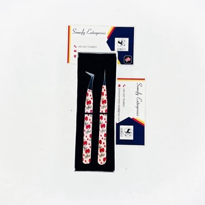 <b>Cherry</b> Custom Design Durable Straight Volume Stainless Steel Diamond Grip Smooth Tip 10mm Eyelash Extension Tweezers Eyelash - Product Image 4