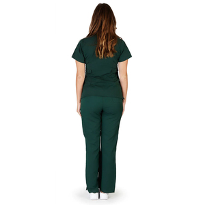 Unisex Dark Green <b>Scrub</b> <b>Set</b> with Pockets Hospital Uniform Woven Spandex/Polyester Pants and Top Needle Detection SALAMONS WEARS - Product Image 2