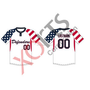 High Quality Custom Made Baseball Full <b>Button</b> Jersey <b>White</b> and Navy Blue Panel Baseball Full <b>Button</b> Jersey - Product Image 6