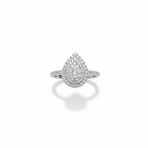 Bague de fiançailles en or blanc pur 14 carats avec diamant de laboratoire taille poire et double halo, style alliance éternelle, ensemble de mariage - Product Image 2