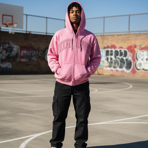 เสื้อฮู้ดซิป Rexfit Sports ทรงโอเวอร์ไซส์ ผ้าฝ้าย แต่งลายปักแบบดิสเทรส สไตล์สตรีทแวร์  แบบครอป ประดับคริสตัล สำหรับผู้ชาย - Product Image 3