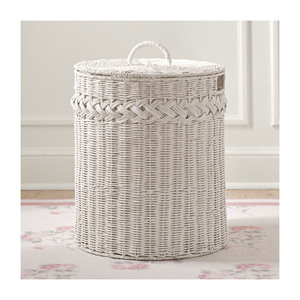 Handcrafted Rattan Laundry <b>Hamper</b> Wicker Storage <b>Basket</b> Round Clothes Bin With Lid <b>For</b> Kids Bathroom Bedroom Home Organization - Product Image 1